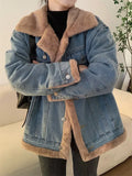 Fur Collar Denim Jacket – Fleece Lined Retro Casual