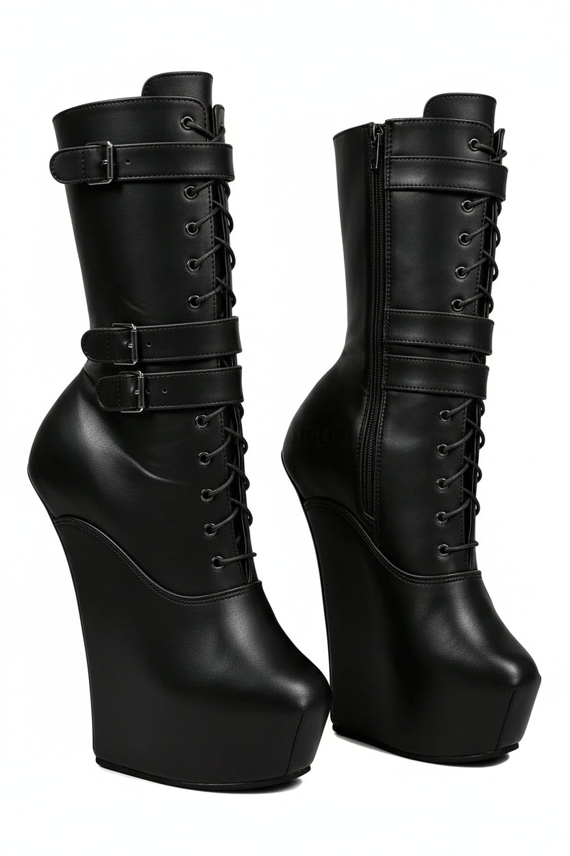 20cm Hoof Heel Ballet Boots – Platform Mid-Calf Zip