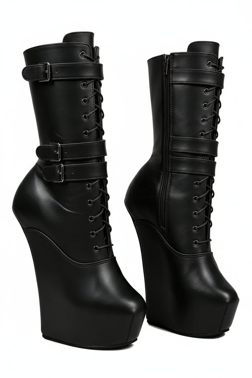 20cm Hoof Heel Ballet Boots – Platform Mid-Calf Zip