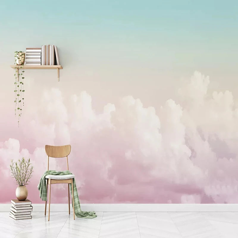 PINK SKY CLOUDS MURAL WALLPAPER - 7 Materials, Custom Size - Dreamy Rooms