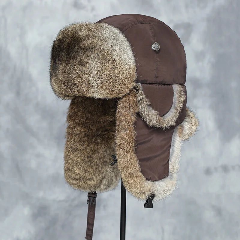 TUNDRA - Real Rabbit Fur Bomber Hat - Unisex, 9 Colors, Sizes 55–62cm