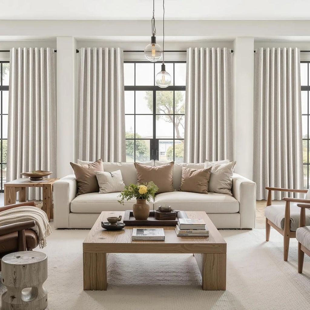 LINEN BLACKOUT CURTAINS - Full Light Block, Tab Top - Dark Quiet Rooms