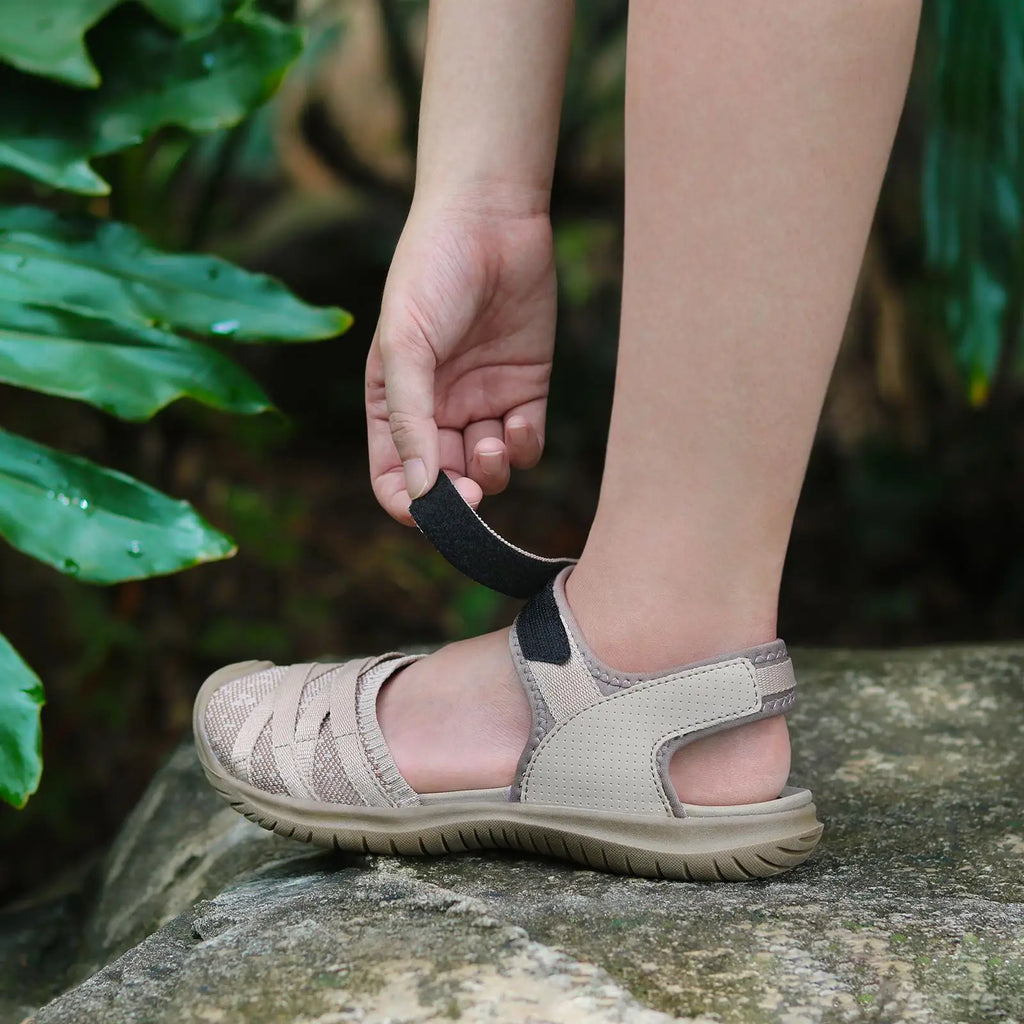GRITION Women Sandals Casual Outdoor Shoes Closed Toe Flat Heels Elastic Fabric New Fashion 36-41 Ladies Trekking Hiking Sandals