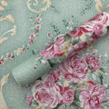 GREEN FLORAL PEEL & STICK WALLPAPER - Retro Bloom, 3 Roll Sizes - Soft Walls