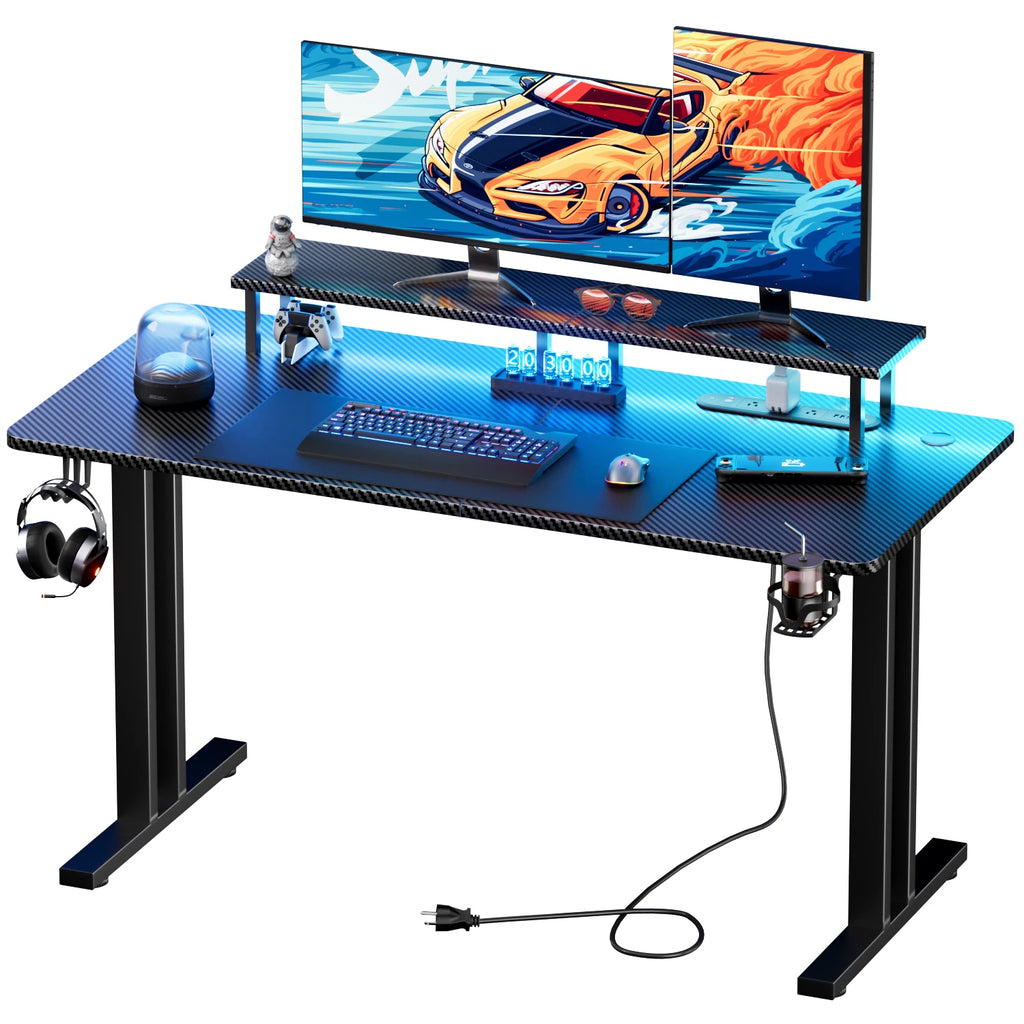 RGB Gaming Desk - LED Riser - Carbon Fiber Surface