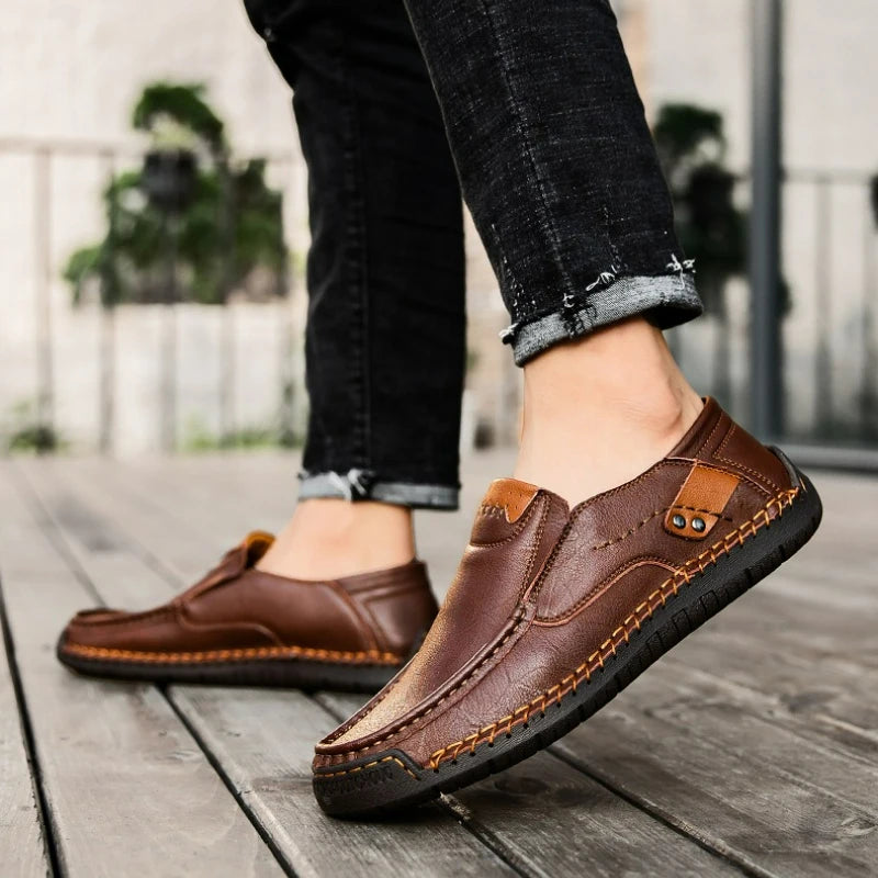 Men's Handmade Loafers - Breathable Slip-On Casual Driving Shoes Plus Size