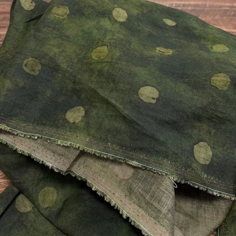 Linen Printed Fabric Sand Washed Soft Texture for Dress Robe Blouse Tablecloth Elegant Clothing Handmade DIY Home Craft Material