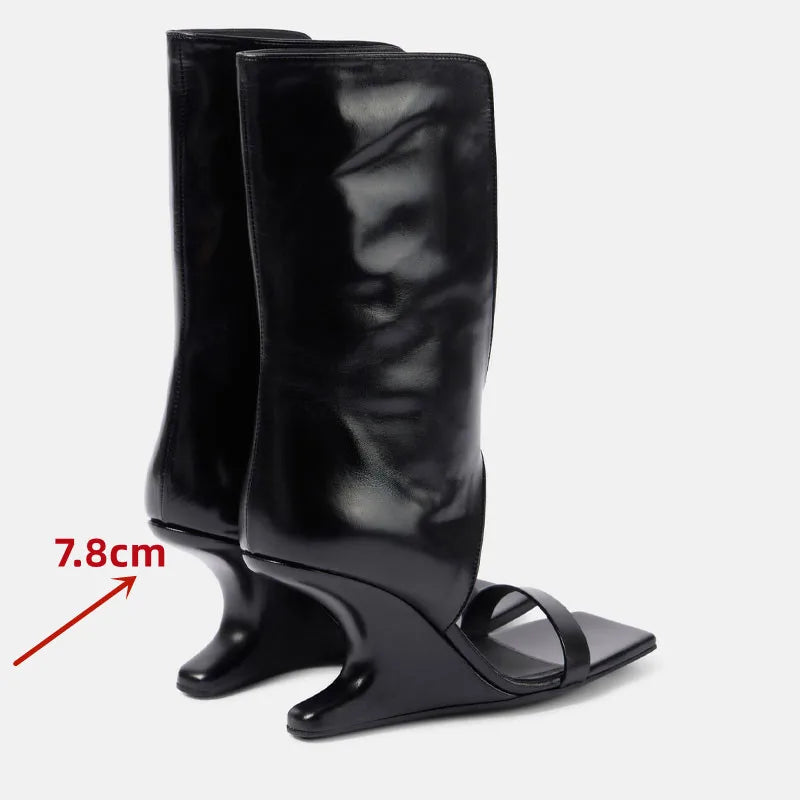 Summer New Square Toed Women's Sandals with Exposed Toes, Fashionable Fashion Show, Thick High Heels, Midsole Women's Cool Boots