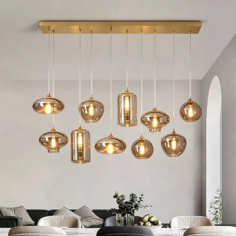 Luxury Crystal Pendant Light – Black/Gold, 1–12 Heads, APP Dimmable