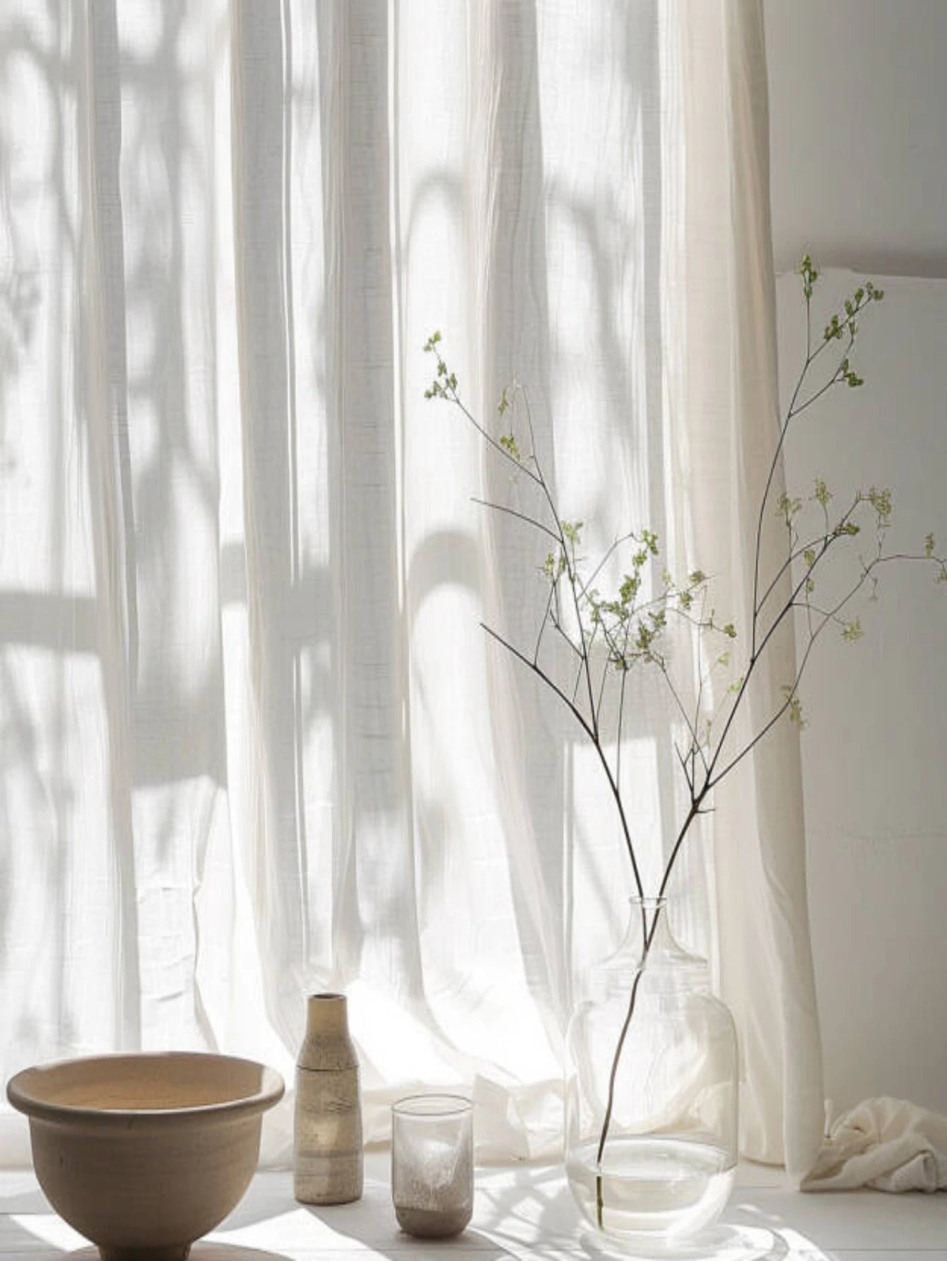 WARM WHITE SHEER CURTAINS - Linen Look, Multi-Size - Soft Natural Light