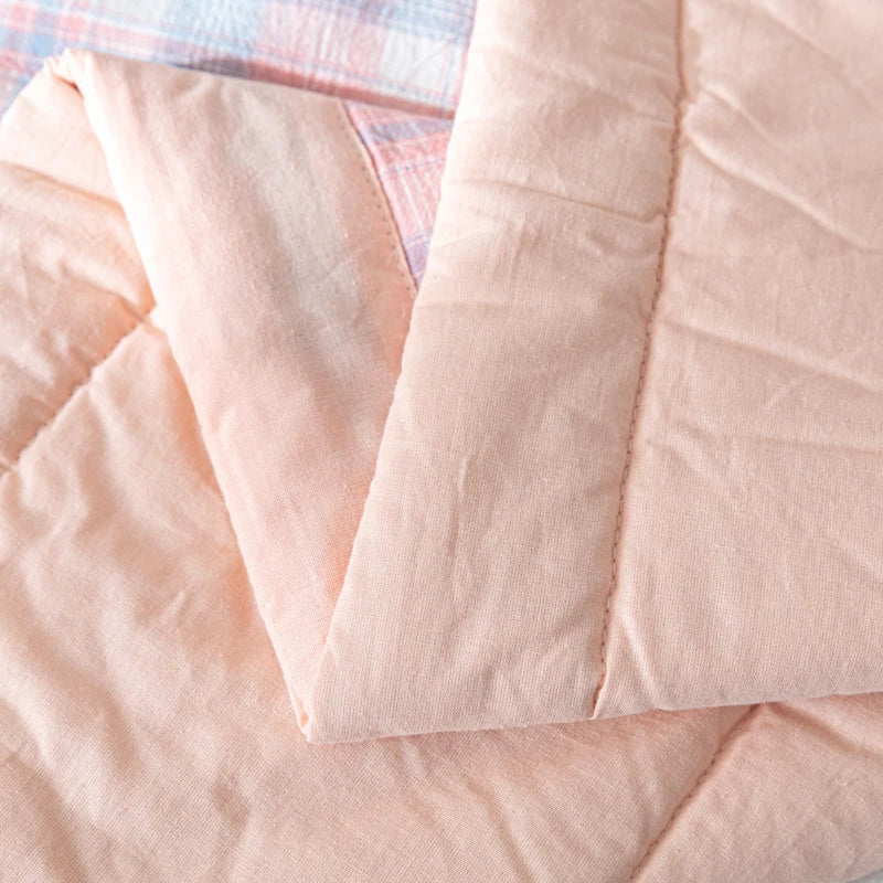 WASHED COTTON SUMMER QUILT - Long-Staple Fill, Plaid Stitch - Cool Nights