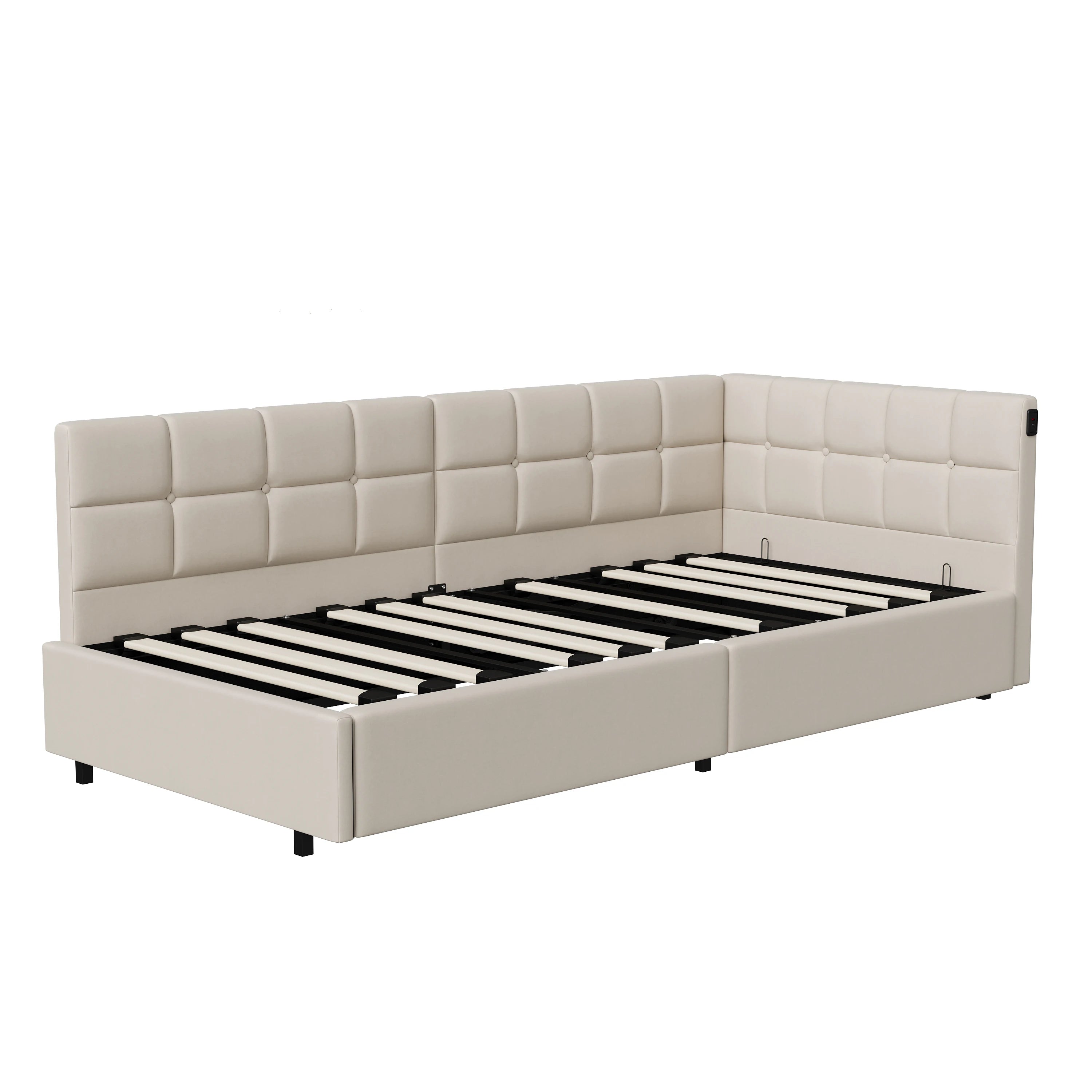 Upholstered Sofa Bed – Hydraulic, LED & USB