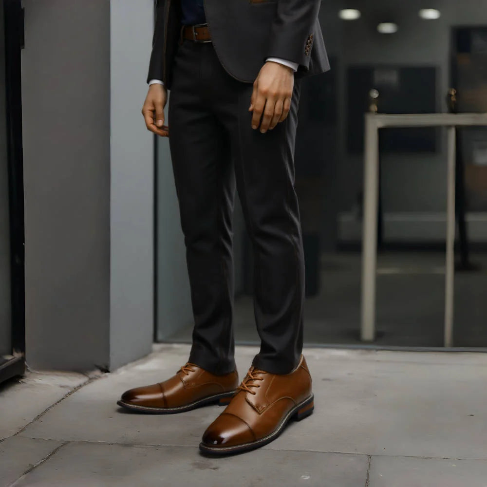 Men's Derby Dress Shoes - Fashion Lace-Up Round Toe Formal Shoes