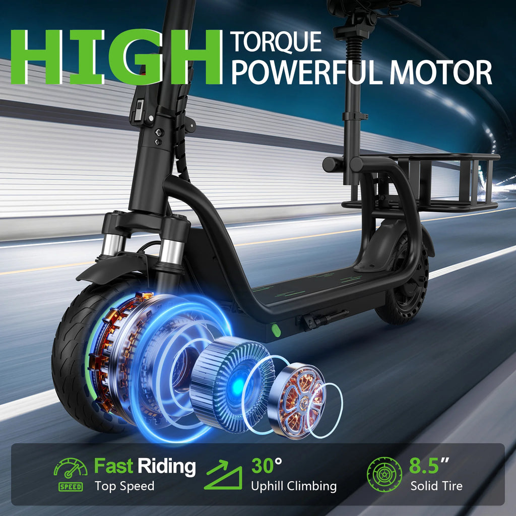 AOVOPRO ELECTRIC SCOOTER - 35 KM Range, Seat & Basket - Smart Rides