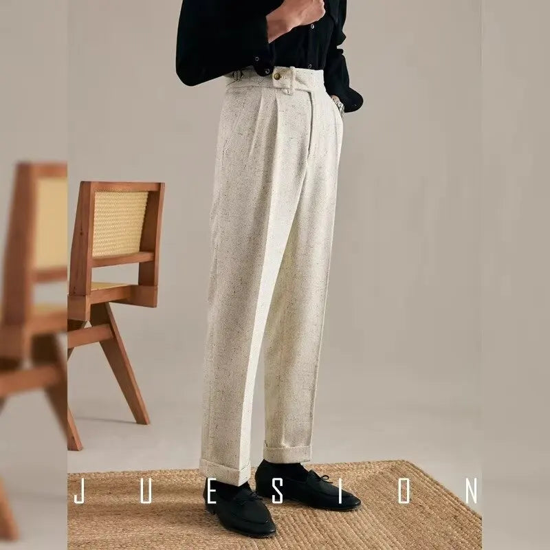 NAPLES SUIT - Men's Formal Straight Trousers - High Waist, Elegant Business Style