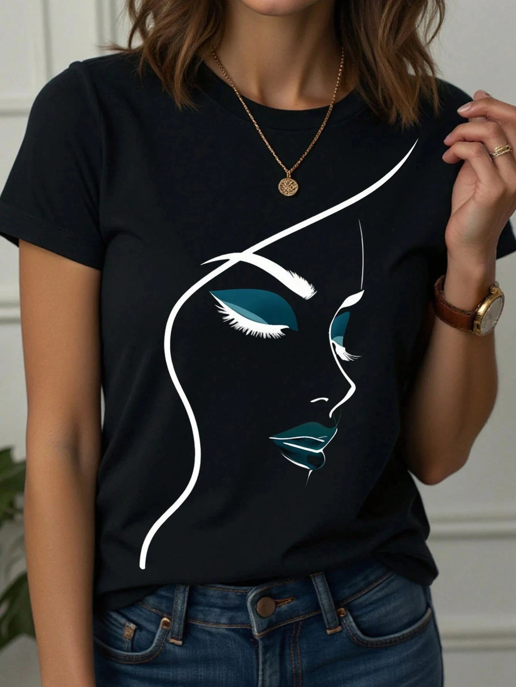 Abstract Face Gradient Color 3D Print T-Shirts Women's Casual Short Sleeve T Shirt O-Neck Tees Harajuku Y2K Tops Female Clothing