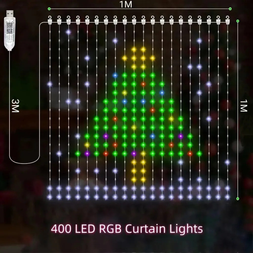 Smart RGB Curtain Lights - 400 LEDs - Creative Glow