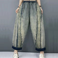 Amax luluE 2024 Summer Females Fashion Denim Pants Women Loose Vintage Striped Design Jeans Ladies Casual Classic Harem Trousers