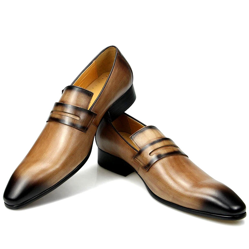 VELOUR STEP - Men's Luxury Cowhide Leather Loafers - Comfortable Formal & Daily Dress Shoes