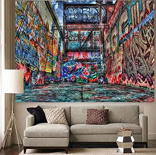 Vibrant Graffiti Tapestry - Street Art - Urban Wall