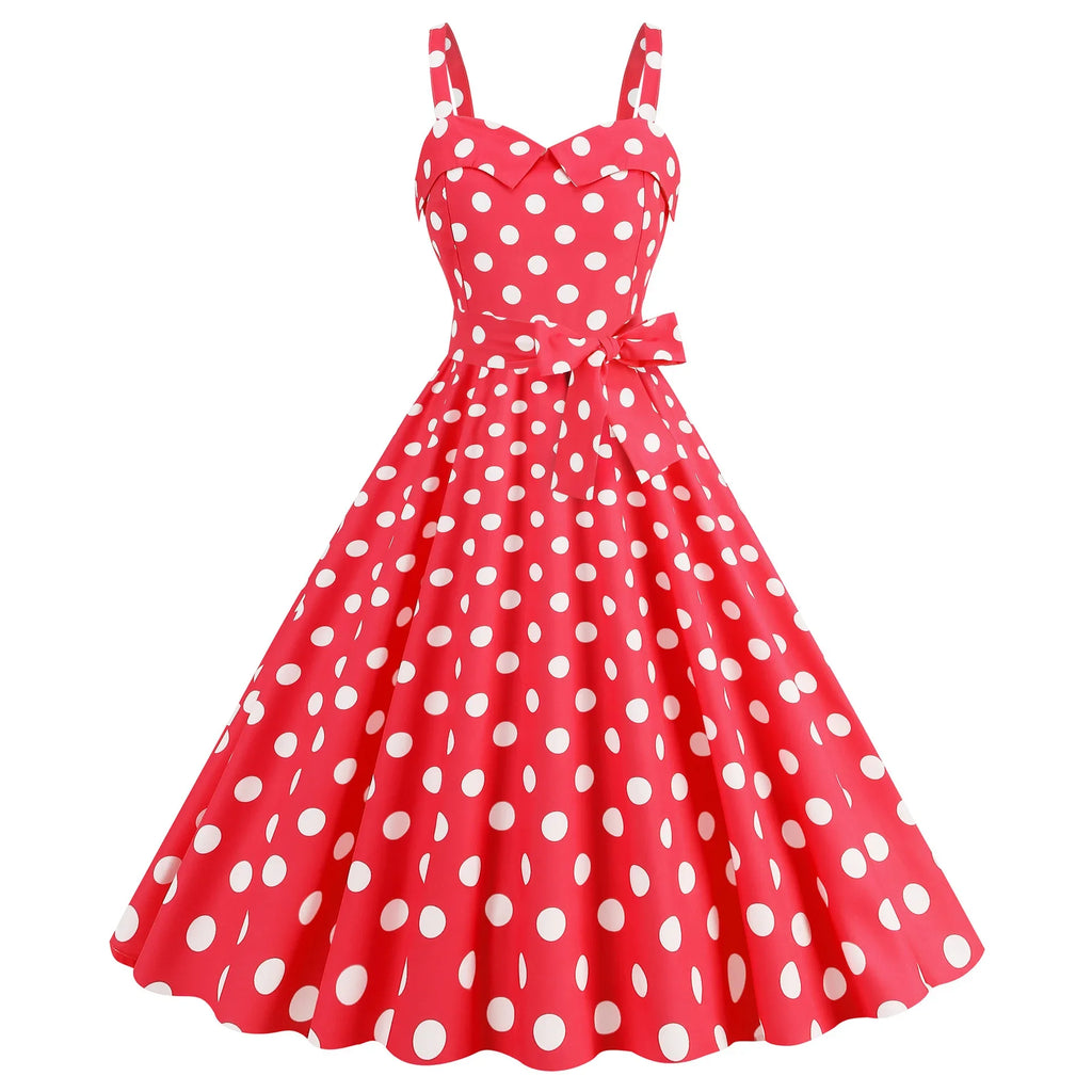 Vintage Classical Polo Dot Printed Dress Women's Sexy Sling Strap Wrap Chest Dress Valentine's Day Streetwear Spring Summer