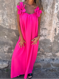 3D Bow Strap Loose Maxi Sundress