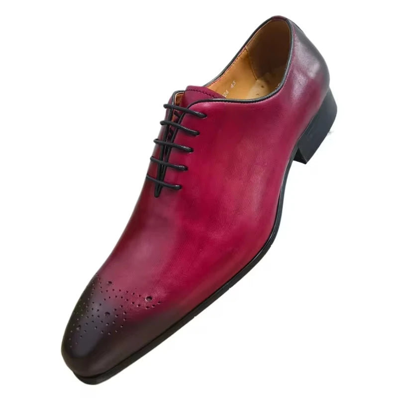 RED STATEMENT - Men's Genuine Leather Oxford Dress Shoes - Wedding Business Party