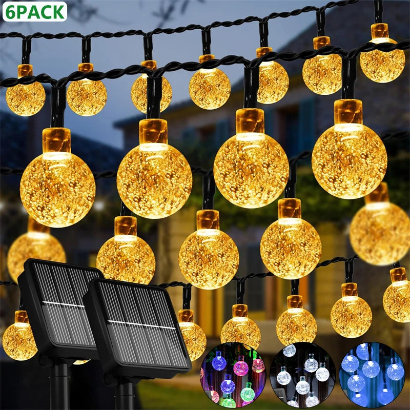 SOLAR STRING LIGHTS - 5–11 m, 20–60 LEDs - Crystal Globe Garden Glow
