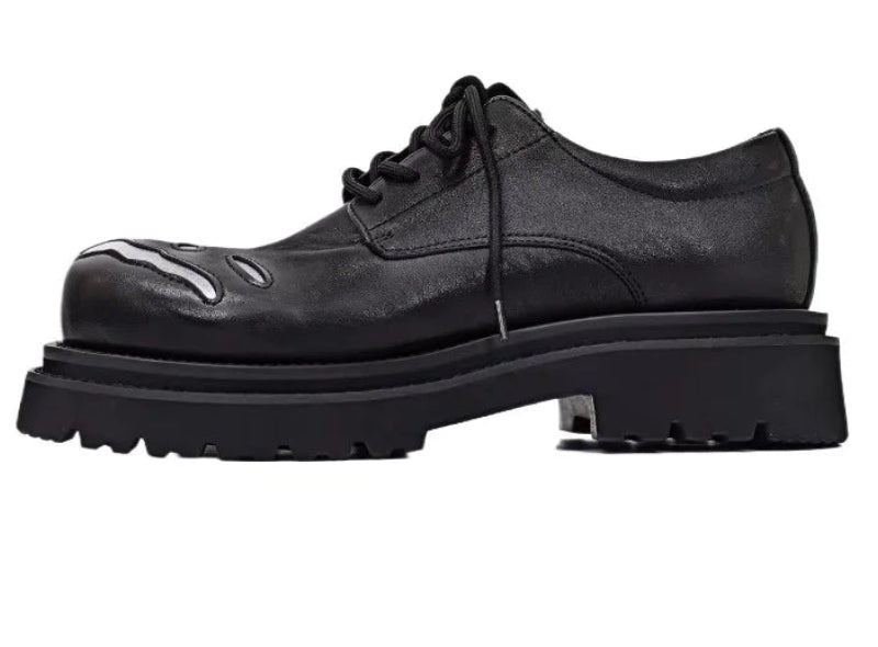 ROUND CRAFT - Genuine Leather Round Toe Derby Shoes - Thick Sole, Office Ready