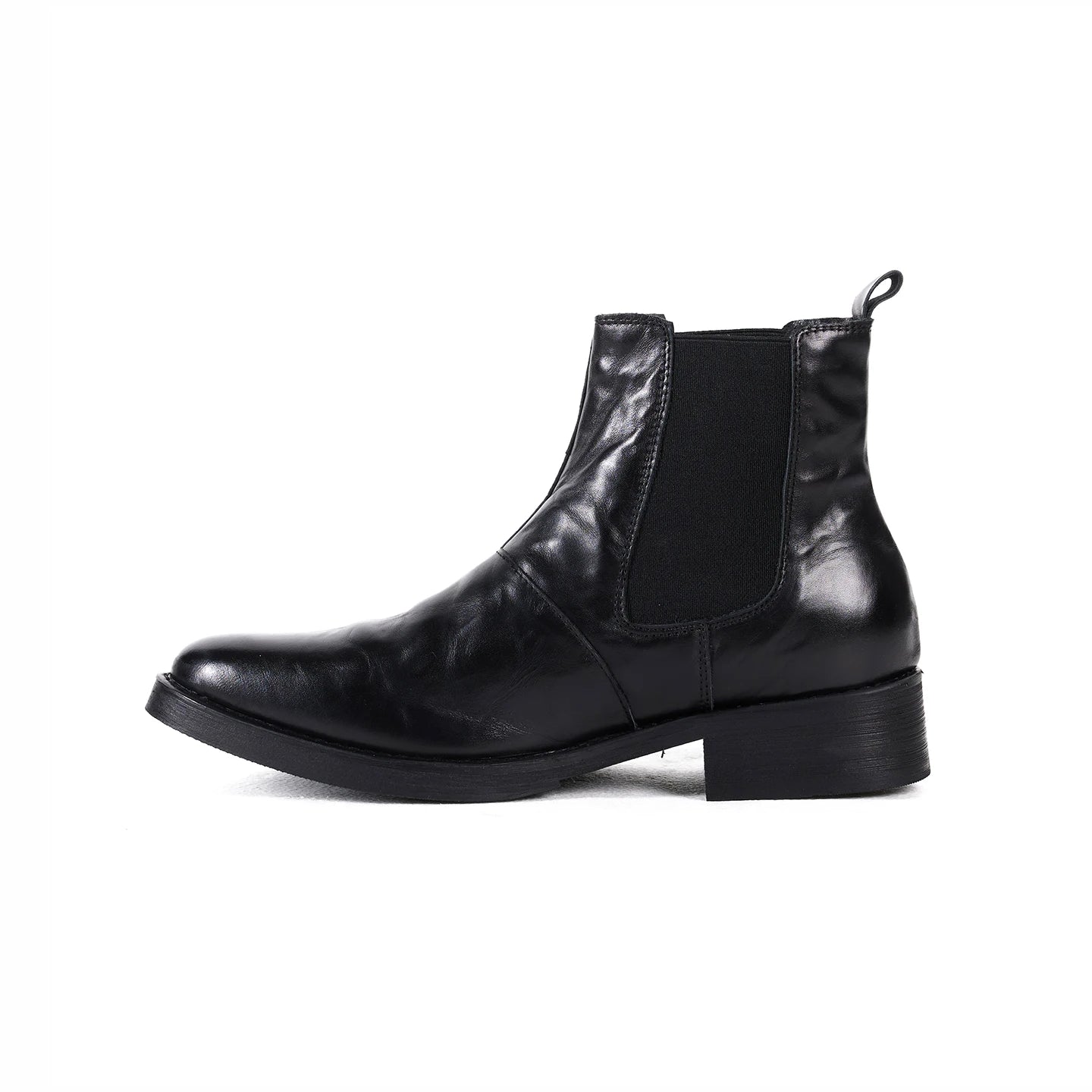 Men's Genuine Leather Chelsea Boots - Pointed Toe Thick Sole Western Style Slip-On