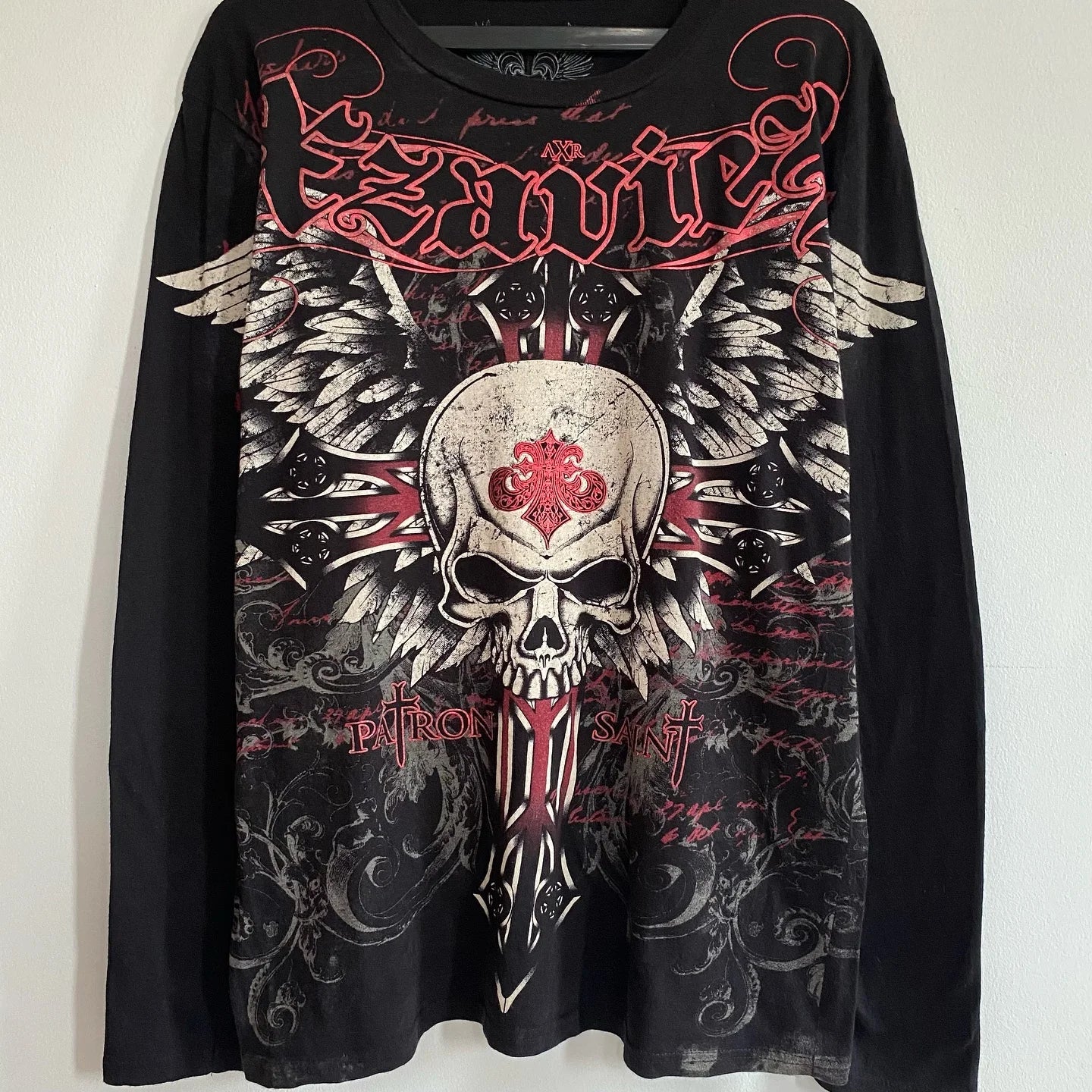 Affliction Skull Cross Long Sleeve Tee - Y2K Gothic Oversized