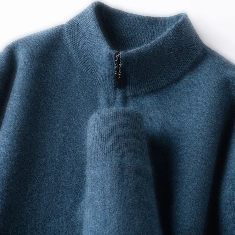 MERINO ZIP - Men's 100% Australian Merino Wool Mock Neck Sweater - 6 Colors, M–XXXL