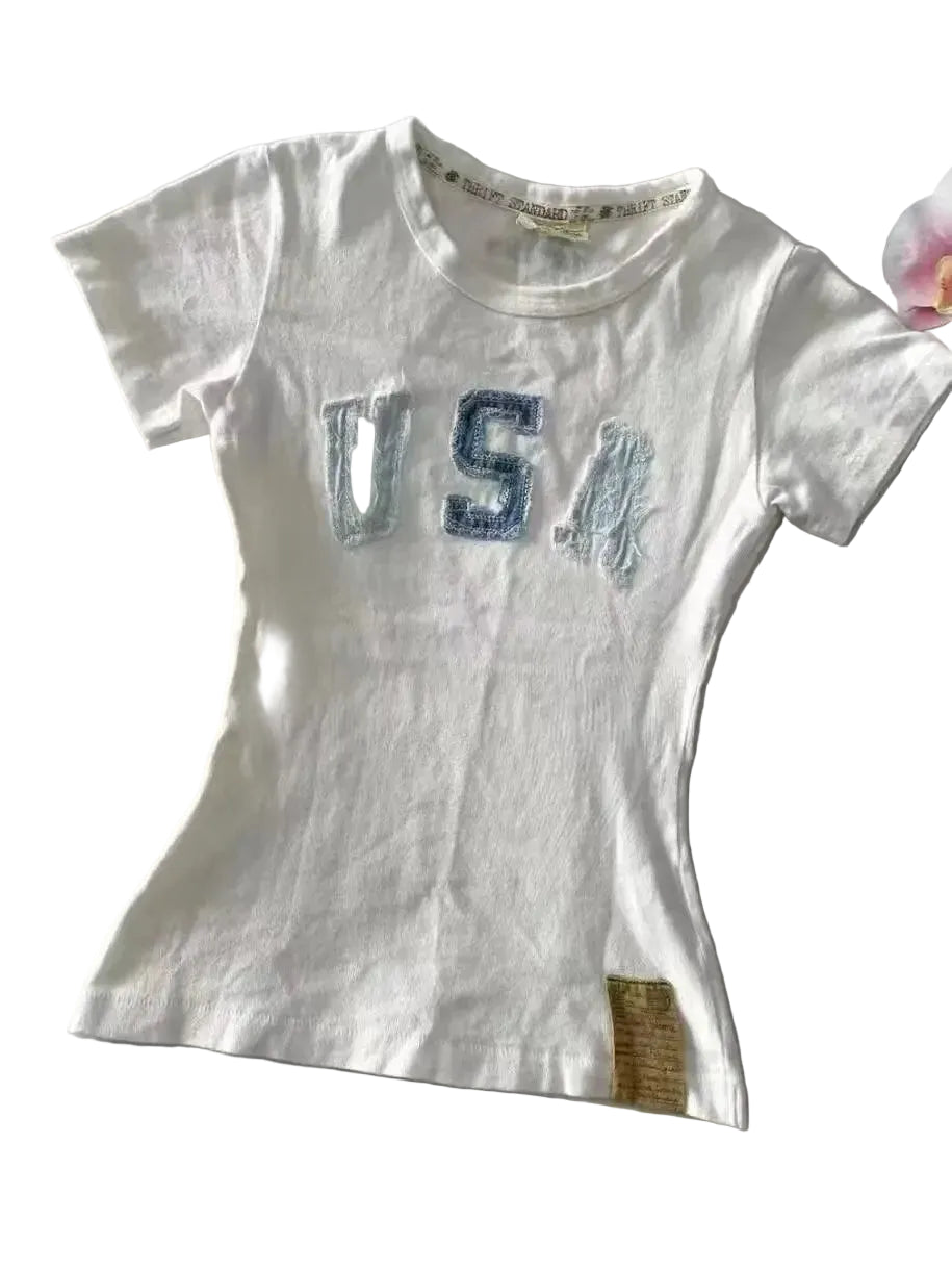 USA DENIM - Distressed Applique Tee