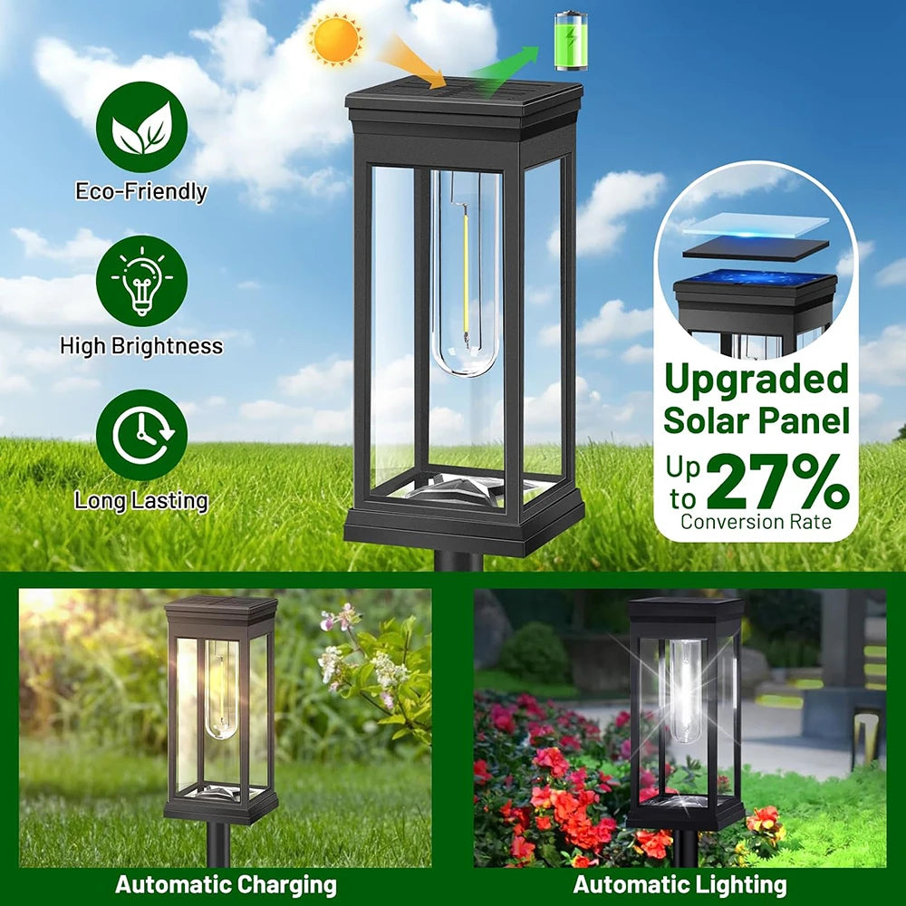 SOLAR PATHWAY LIGHTS - 4-Piece, Warm or Cool White - Auto Outdoor Glow