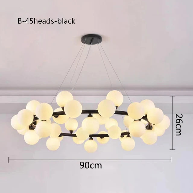 Glass Ball Chandelier – Gold/Black, 8–45 Heads, Scandinavian