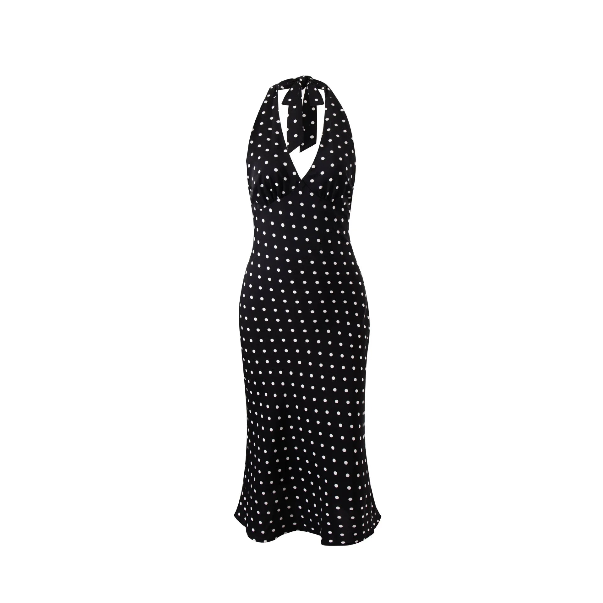 Tuularose Polka Dot Hanging Neck Long Dress Women Elegant Strapless Sexy Lace-up Sleeveless Backless Fashion Club Party Dresses