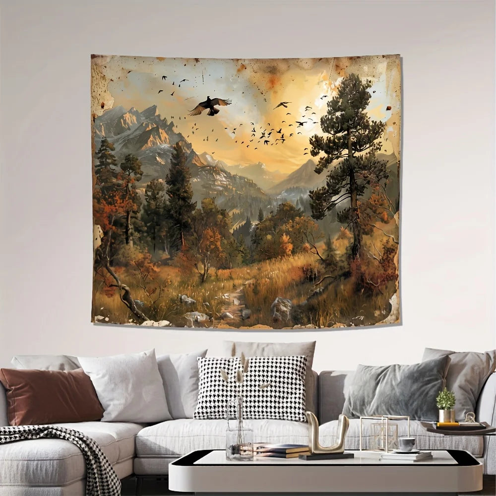 MOUNTAIN LANDSCAPE TAPESTRY - 100% Polyester, 9 Sizes - Wild Walls