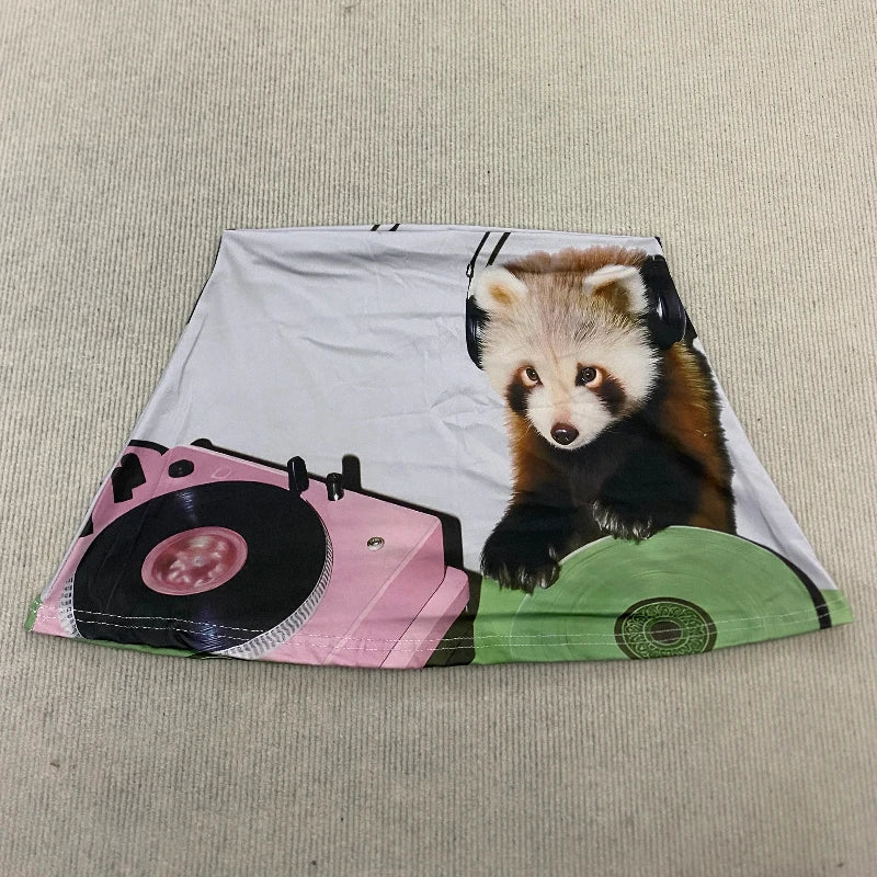 Aesthetics Lace Stitching Sexy Street Emo Girl Personality Hip Skirt 2000s Summer Panda Funny Printing Kawaii Casual Short Skirt