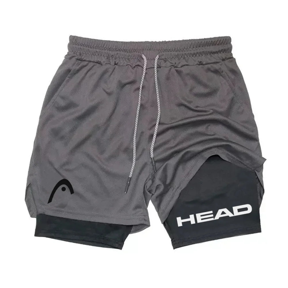 Anime Berserk Head Running Shorts Men Fitness Gym Training 2-in-1 Sports Quick Dry Workout Jogging Double Deck Summer