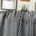 NAVY STRIPE SILK COTTON FABRIC - Tricot Woven, 135cm Wide - Soft Drape