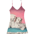 Y2K Cat Print Dress European American Summer Retro Pink Pure Desire Suspender