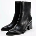 Chelsea Boots – Chunky Heel Pointed Toe Side Zip
