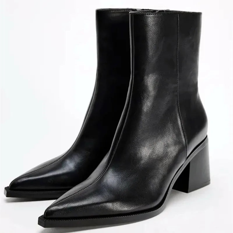 Chelsea Boots – Chunky Heel Pointed Toe Side Zip