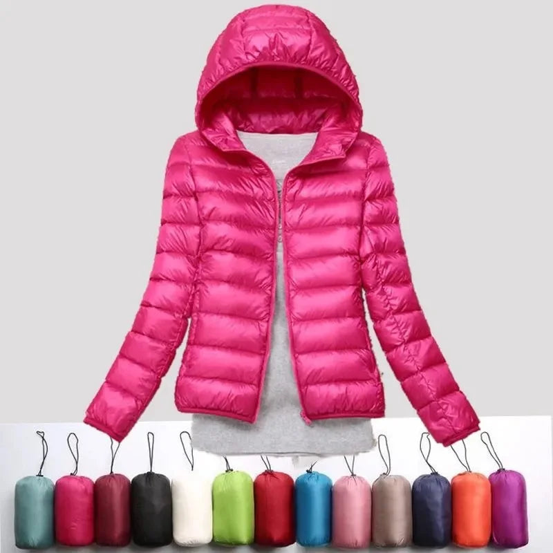 Slim Short Puffer Jacket - Hooded & Stand Collar