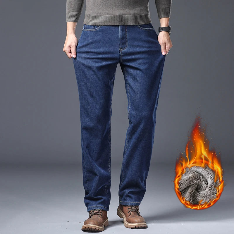 FROST DENIM - Men's Fleece Lined Winter Jeans - Slim Fit, Warm Stretch, Sizes 28-40