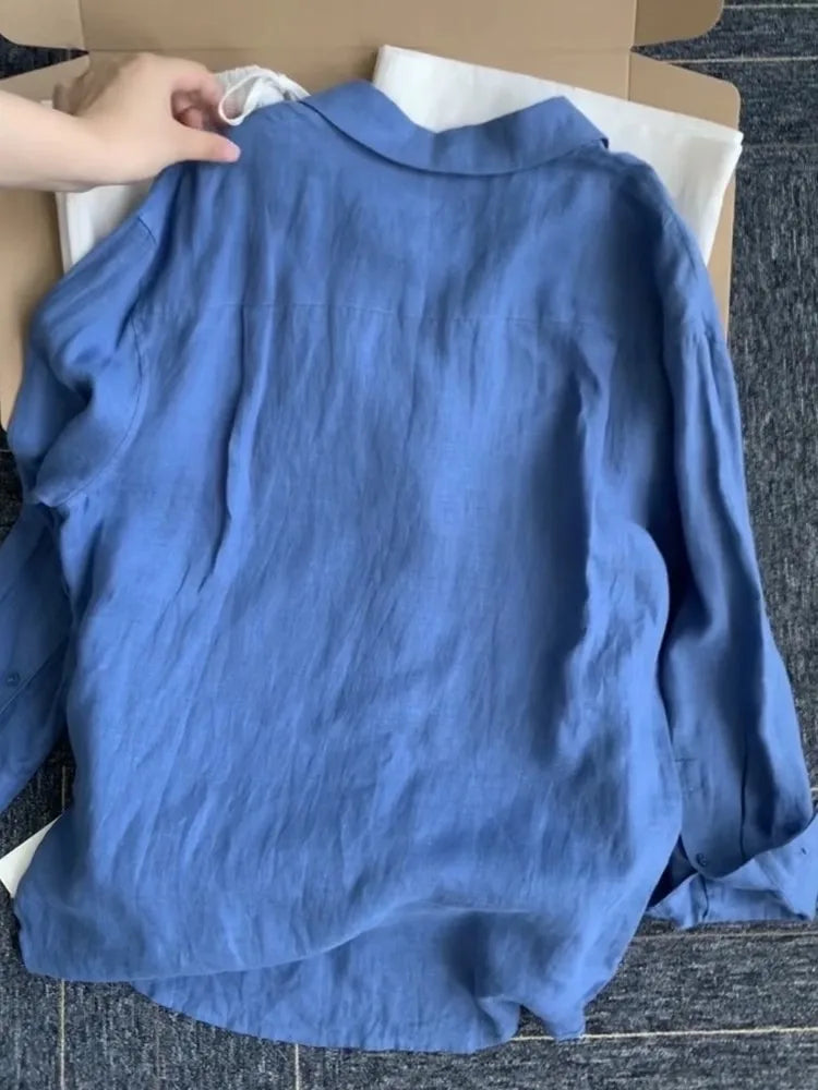 LINEN OFFICE SHIRT WOMEN - Loose Fit, Long Sleeve, 4 Colors - Clean Days