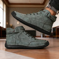 Men's Casual Leather Walking Shoes - Hook & Loop Slip-On Outdoor Driving Shoes