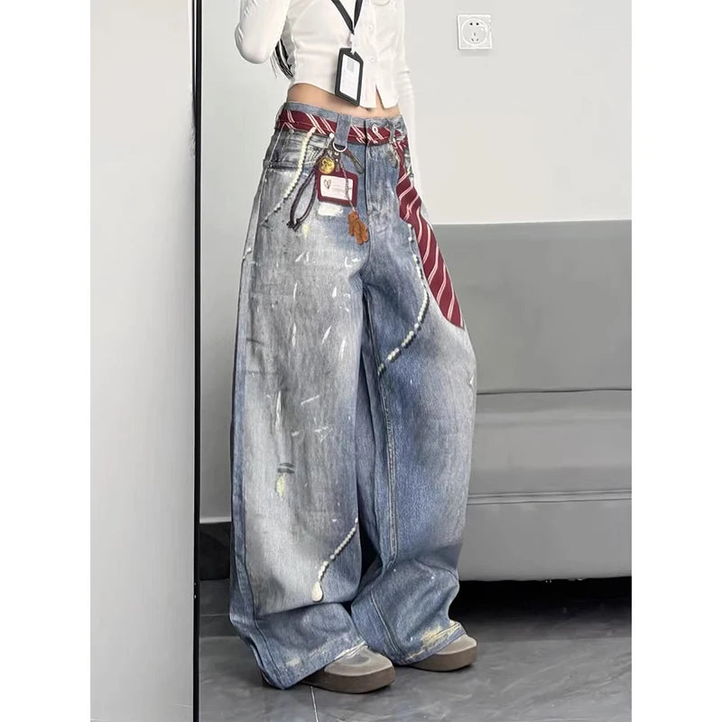 YIBASHU Women Baggy Y2k Jeans Japanese 90s Style Streetwear Boyfriend Jean Pants Vintage Harajuku Oversize Denim Trousers Autumn