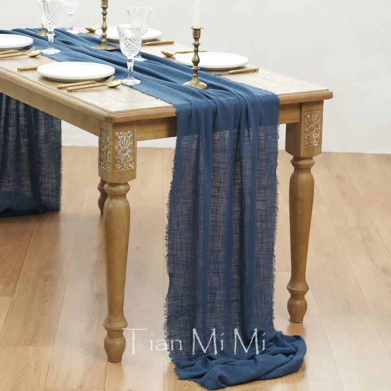 COTTON GAUZE TABLE RUNNER - 23 Colors, 40 & 62cm Wide, Up to 10m - Rustic Tables