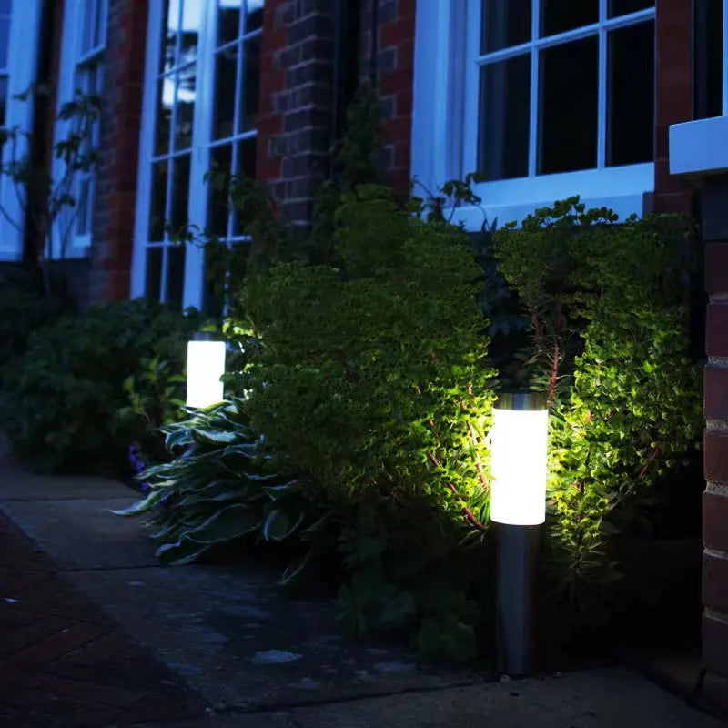 SOLAR PATHWAY LIGHTS - Stainless Steel, Auto On/Off - Daylight Garden Glow
